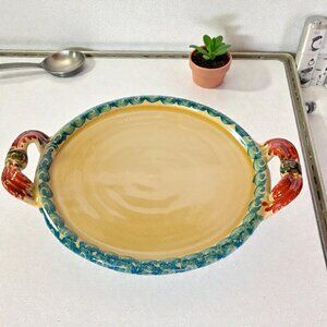 Italica Ars Hand Painted 7 1/2" plate with handles Italy